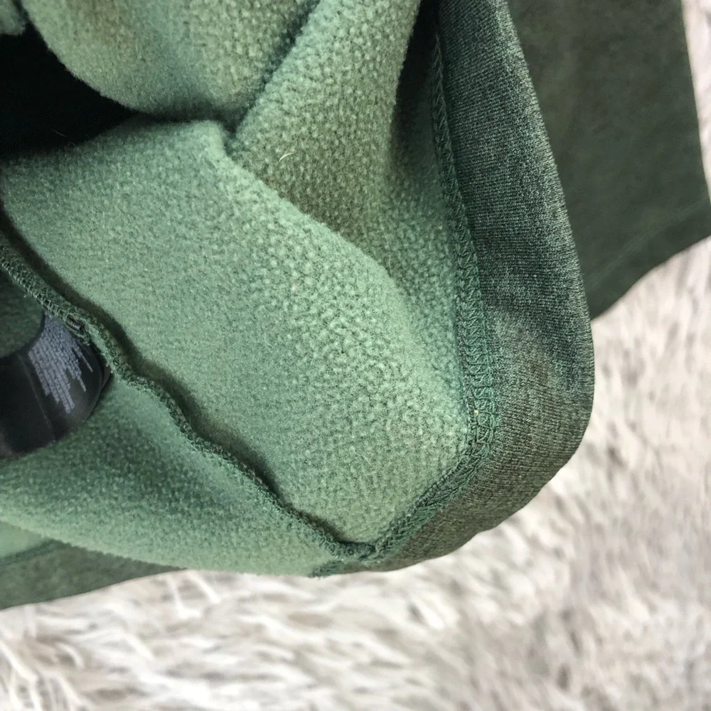 North Face Pullover Mens Large Quarter Zip Fleece Inside Logo Green Zipper